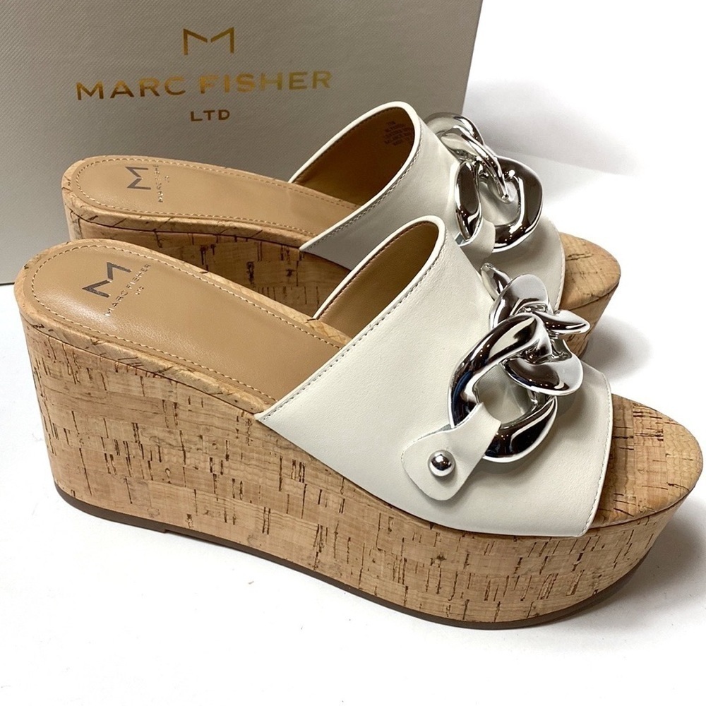 Marc Fisher Vaneda ivory leather cork platform sandals